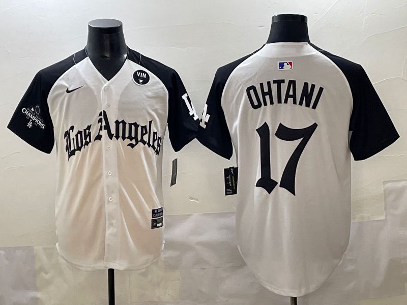 Men 2025 Los Angeles Dodgers #17 Ohtani White black Five generations Joint Name Nike MLB Jersey style 5266->->